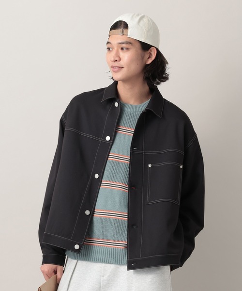 RAGEBLUE（レイジブルー）の「Design Stitch Short Jacket/配色ステッチショートジャケット【セットアップ対応】（ブルゾン・メンズ・ブラック/ライトグリーン/ホワイト・MEDIUM/SMALL/LARGE）」の19枚目の写真