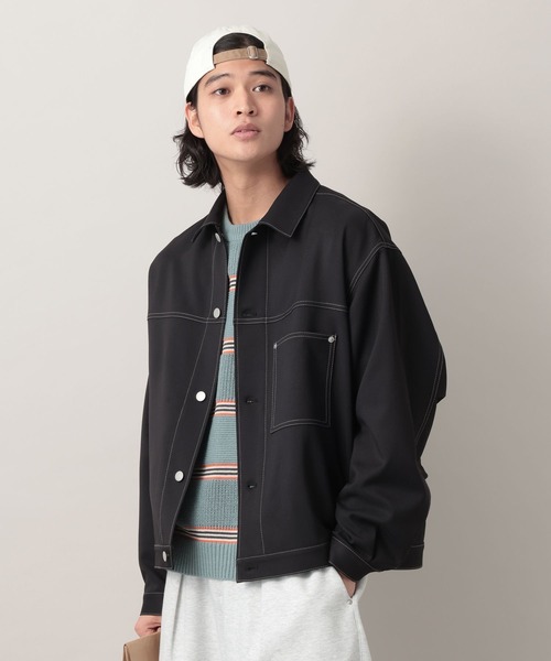 RAGEBLUE（レイジブルー）の「Design Stitch Short Jacket/配色ステッチショートジャケット【セットアップ対応】（ブルゾン・メンズ・ブラック/ライトグリーン/ホワイト・MEDIUM/SMALL/LARGE）」の20枚目の写真
