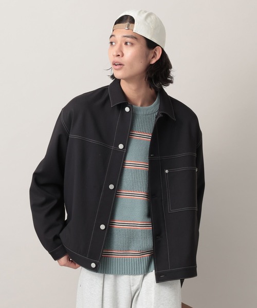 RAGEBLUE（レイジブルー）の「Design Stitch Short Jacket/配色ステッチショートジャケット【セットアップ対応】（ブルゾン・メンズ・ブラック/ライトグリーン/ホワイト・MEDIUM/SMALL/LARGE）」の21枚目の写真