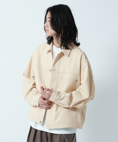 セール】Design Stitch Short Jacket/配色ステッチショートジャケット