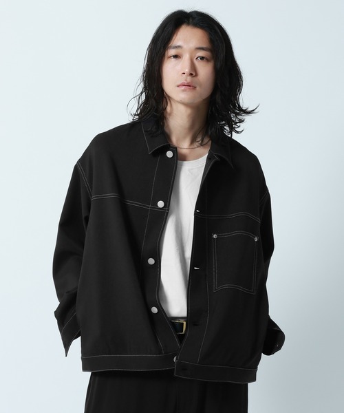 新品cen.ステッチショートジャケット セール】Design Stitch Short Jacket/配色ステッチショートジャケット