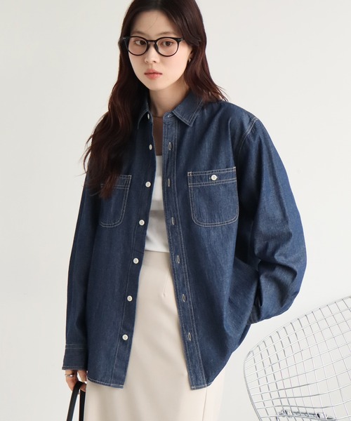 CORPUS TOKYO(コーパス トーキョー)の「オーバーサイズ デニムシャツ(シャツ/ブラウス・レディース・ネイビー/ブルー・L/M)」の1枚目の写真