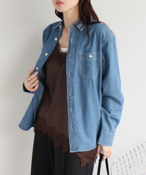 CORPUS TOKYO(コーパス トーキョー)の「オーバーサイズ デニムシャツ(シャツ/ブラウス・レディース・ネイビー/ブルー・L/M)」の13枚目の写真