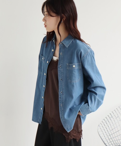 CORPUS TOKYO(コーパス トーキョー)の「オーバーサイズ デニムシャツ(シャツ/ブラウス・レディース・ネイビー/ブルー・L/M)」の15枚目の写真