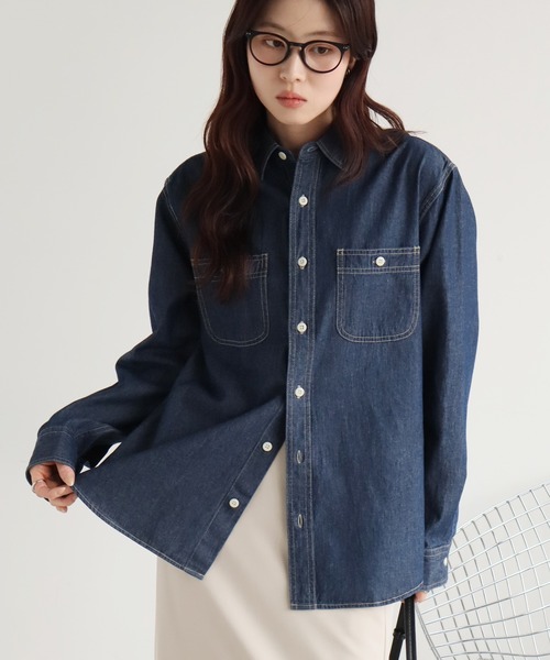 CORPUS TOKYO(コーパス トーキョー)の「オーバーサイズ デニムシャツ(シャツ/ブラウス・レディース・ネイビー/ブルー・L/M)」の6枚目の写真