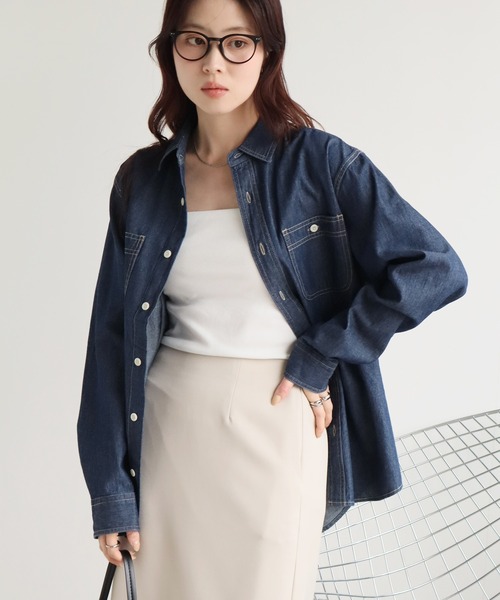 CORPUS TOKYO(コーパス トーキョー)の「オーバーサイズ デニムシャツ(シャツ/ブラウス・レディース・ネイビー/ブルー・L/M)」の4枚目の写真
