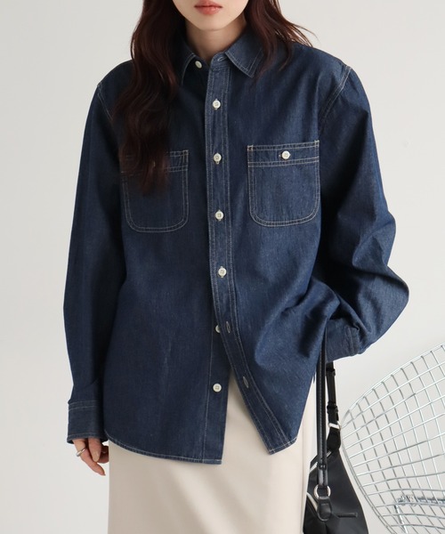 CORPUS TOKYO(コーパス トーキョー)の「オーバーサイズ デニムシャツ(シャツ/ブラウス・レディース・ネイビー/ブルー・L/M)」の5枚目の写真