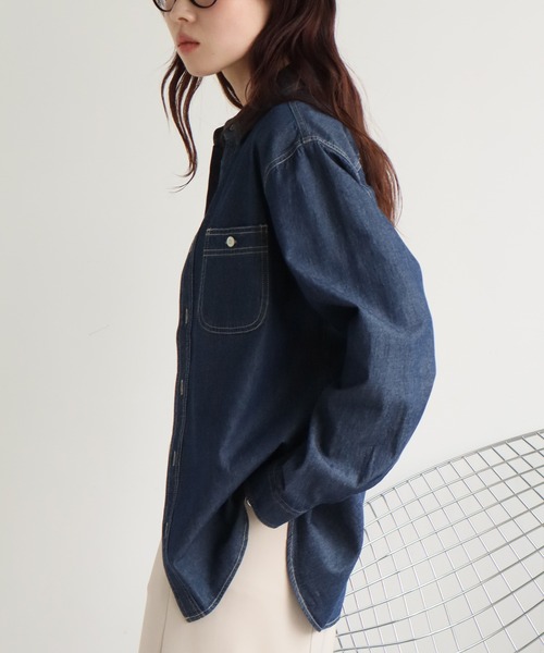 CORPUS TOKYO(コーパス トーキョー)の「オーバーサイズ デニムシャツ(シャツ/ブラウス・レディース・ネイビー/ブルー・L/M)」の8枚目の写真