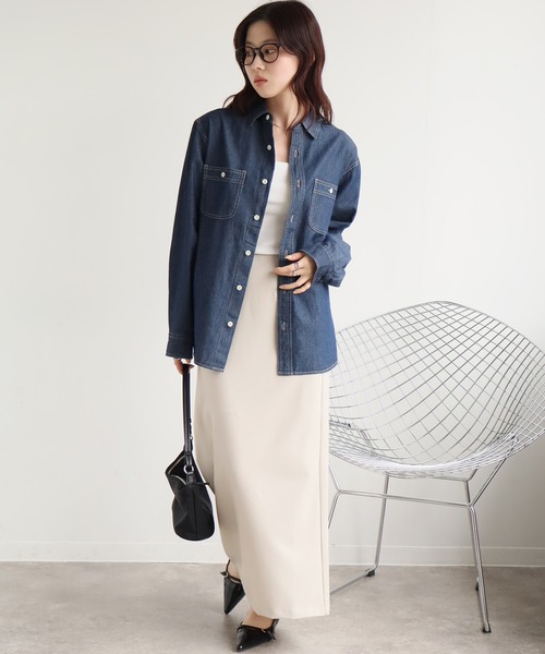 CORPUS TOKYO(コーパス トーキョー)の「オーバーサイズ デニムシャツ(シャツ/ブラウス・レディース・ネイビー/ブルー・L/M)」の10枚目の写真
