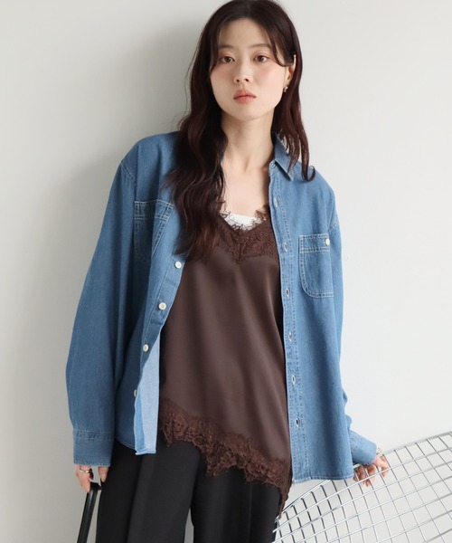 CORPUS TOKYO(コーパス トーキョー)の「オーバーサイズ デニムシャツ(シャツ/ブラウス・レディース・ネイビー/ブルー・L/M)」の12枚目の写真