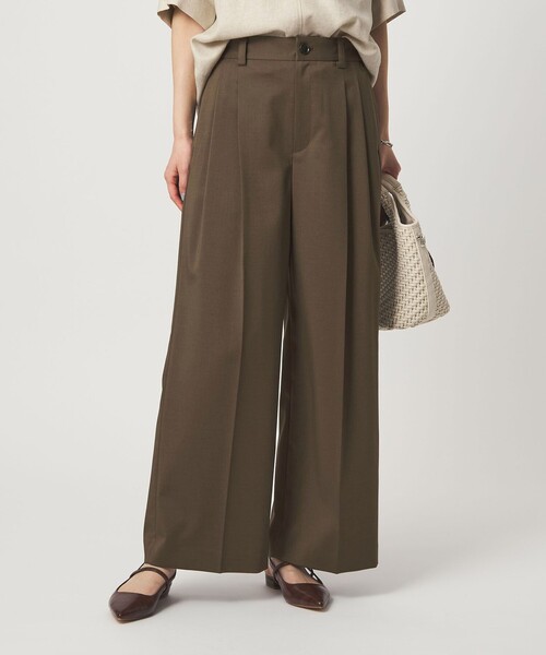green label relaxing（グリーンレーベルリラクシング）の「［size SHORT/TALLあり］ツイル イージー ワイド パンツ（スラックス・レディース・ダークブラウン/ベージュ・SHORT/36/38/40/TALL）」の10枚目の写真