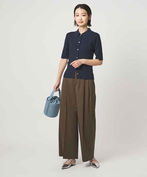 green label relaxing（グリーンレーベルリラクシング）の「［size SHORT/TALLあり］ツイル イージー ワイド パンツ（スラックス・レディース・ダークブラウン/ベージュ・SHORT/36/38/40/TALL）」の14枚目の写真