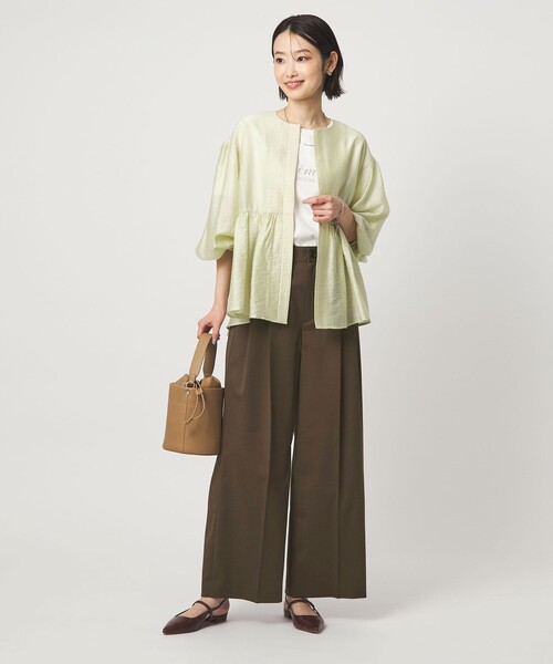 green label relaxing（グリーンレーベルリラクシング）の「［size SHORT/TALLあり］ツイル イージー ワイド パンツ（スラックス・レディース・ダークブラウン/ベージュ・SHORT/36/38/40/TALL）」の15枚目の写真