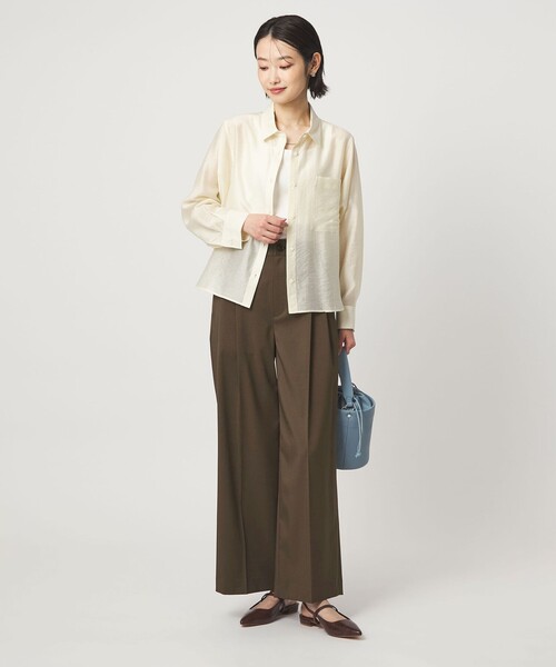 green label relaxing（グリーンレーベルリラクシング）の「［size SHORT/TALLあり］ツイル イージー ワイド パンツ（スラックス・レディース・ダークブラウン/ベージュ・SHORT/36/38/40/TALL）」の16枚目の写真