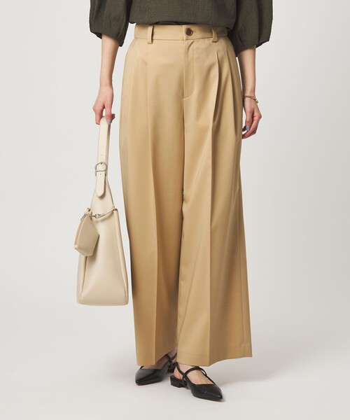 green label relaxing（グリーンレーベルリラクシング）の「［size SHORT/TALLあり］ツイル イージー ワイド パンツ（スラックス・レディース・ダークブラウン/ベージュ・SHORT/36/38/40/TALL）」の17枚目の写真