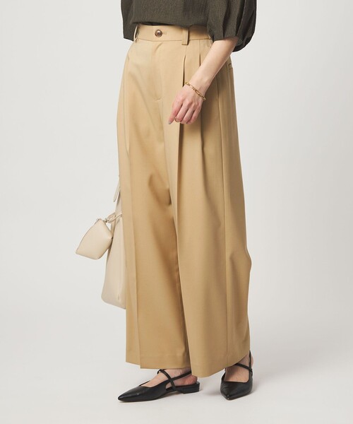 green label relaxing（グリーンレーベルリラクシング）の「［size SHORT/TALLあり］ツイル イージー ワイド パンツ（スラックス・レディース・ダークブラウン/ベージュ・SHORT/36/38/40/TALL）」の18枚目の写真