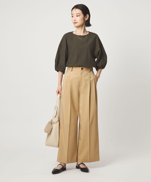 green label relaxing（グリーンレーベルリラクシング）の「［size SHORT/TALLあり］ツイル イージー ワイド パンツ（スラックス・レディース・ダークブラウン/ベージュ・SHORT/36/38/40/TALL）」の19枚目の写真