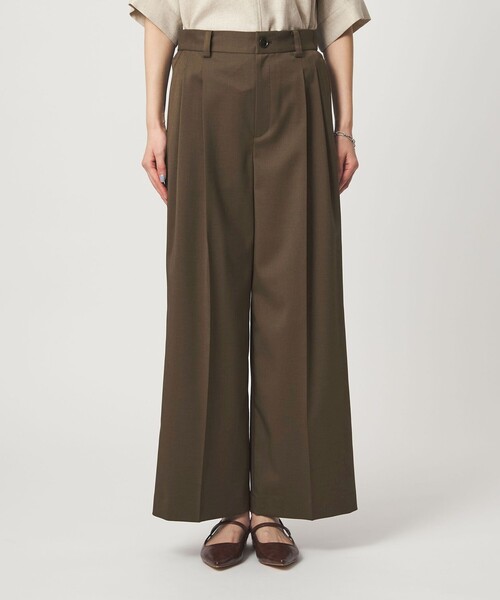 green label relaxing（グリーンレーベルリラクシング）の「［size SHORT/TALLあり］ツイル イージー ワイド パンツ（スラックス・レディース・ダークブラウン/ベージュ・SHORT/36/38/40/TALL）」の22枚目の写真