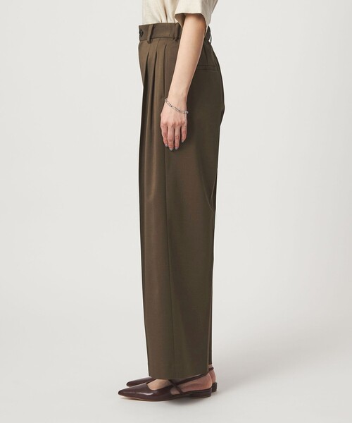green label relaxing（グリーンレーベルリラクシング）の「［size SHORT/TALLあり］ツイル イージー ワイド パンツ（スラックス・レディース・ダークブラウン/ベージュ・SHORT/36/38/40/TALL）」の17枚目の写真