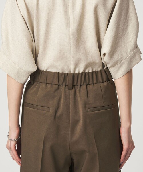 green label relaxing（グリーンレーベルリラクシング）の「［size SHORT/TALLあり］ツイル イージー ワイド パンツ（スラックス・レディース・ダークブラウン/ベージュ・SHORT/36/38/40/TALL）」の5枚目の写真