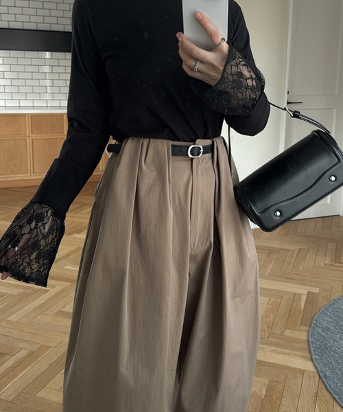 WILLFULLY(ウィルフリー)の「thick belt loop tuck wide PT(その他パンツ・レディース・モカ/ブラック・S/M)」の13枚目の写真