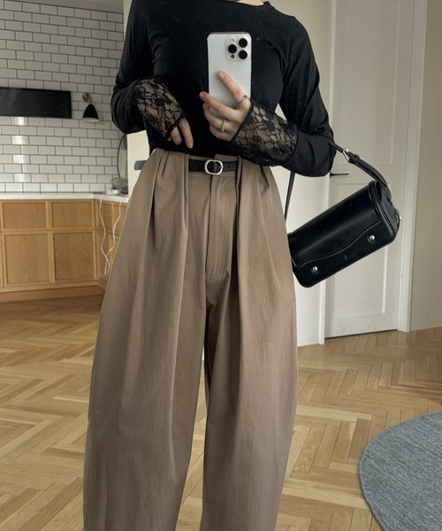 WILLFULLY(ウィルフリー)の「thick belt loop tuck wide PT(その他パンツ・レディース・モカ/ブラック・S/M)」の15枚目の写真