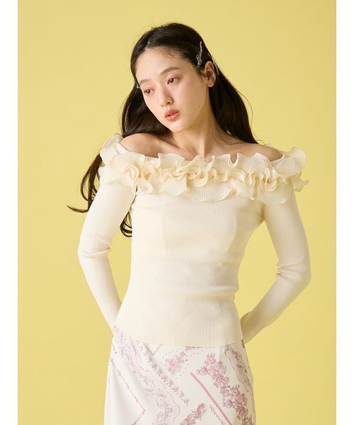 LILY BROWN◎2wayレースフリルニットトップス モチーフフリルニットトップス（ニット/セーター）｜LILY BROWN