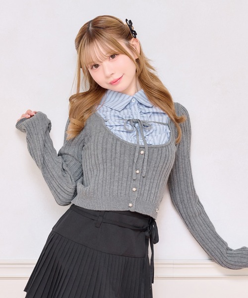 apres jour(アプレジュール)の「シャツドッキングニット(ニット/セーター・レディース・グレー/ブラック/ピンクベージュ・フリー/X-LARGE)」の3枚目の写真
