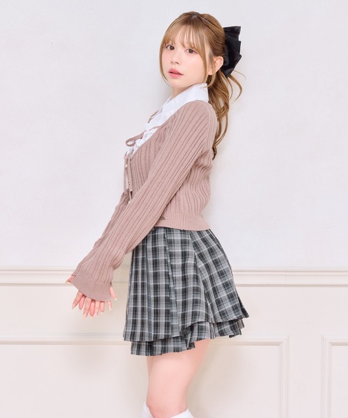 machatt フレアドッキングシャツニット MACHATT マチャット ドッキングフレアニットワンピース ネイビー