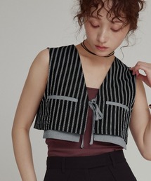 W:Huku | 【W:Huku / ブロードストライプ】ショート ベスト / Broad Stripe Short Vest(ベスト)
