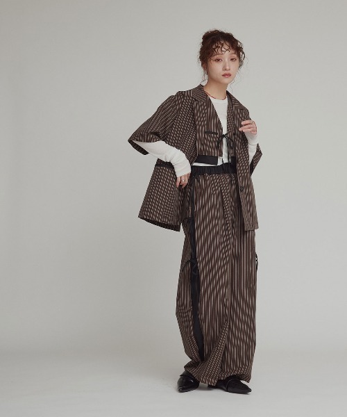 W:Huku(フーク)の「【W:Huku / ブロードストライプ】ショート ベスト / Broad Stripe Short Vest(ベスト・レディース・ブラウン/ベージュ/ブラック/ブルー・FREE)」の12枚目の写真