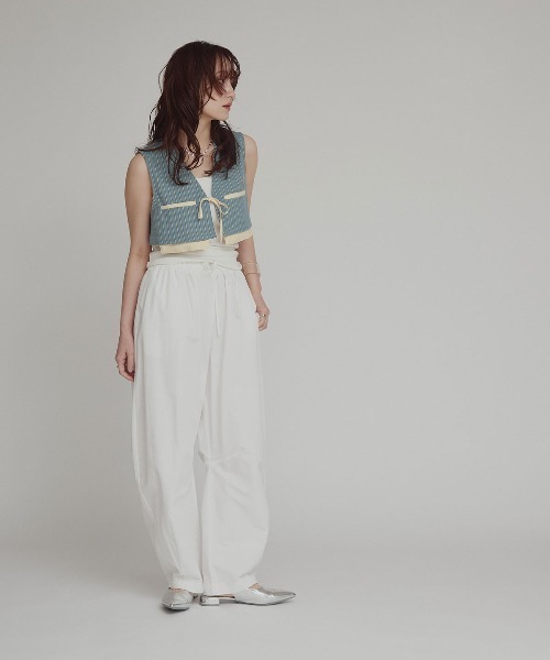 W:Huku(フーク)の「【W:Huku / ブロードストライプ】ショート ベスト / Broad Stripe Short Vest(ベスト・レディース・ブラウン/ベージュ/ブラック/ブルー・FREE)」の17枚目の写真
