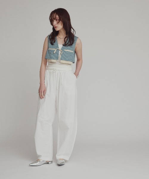 W:Huku(フーク)の「【W:Huku / ブロード ストライプ】ショート コンパクト ベスト / Broad Stripe Short Vest(ベスト・レディース・ブラウン/ベージュ/ブラック/ブルー・FREE)」の22枚目の写真