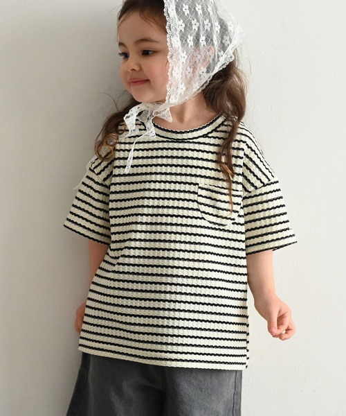 PUPPAPUPO(プッパプーポ)の「クルーネック 半袖 Tシャツ ワッフル(Tシャツ/カットソー・キッズ・ブラウン/モカ/ブラック・110/100/90/80)」の2枚目の写真