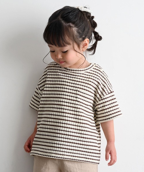 PUPPAPUPO(プッパプーポ)の「クルーネック 半袖 Tシャツ ワッフル(Tシャツ/カットソー・キッズ・ブラウン/モカ/ブラック・110/100/90/80)」の11枚目の写真