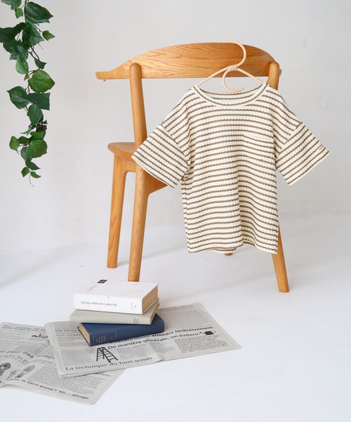 PUPPAPUPO(プッパプーポ)の「クルーネック 半袖 Tシャツ ワッフル(Tシャツ/カットソー・キッズ・ブラウン/モカ/ブラック・110/100/90/80)」の15枚目の写真