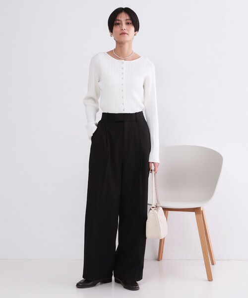 OPAQUE.CLIP（オペークドットクリップ）の「美脚ストレッチストレートワイドパンツ【洗濯機OK】（その他パンツ・レディース・ブラック/ダークグレー/ライトベージュ・40/38/36）」の21枚目の写真