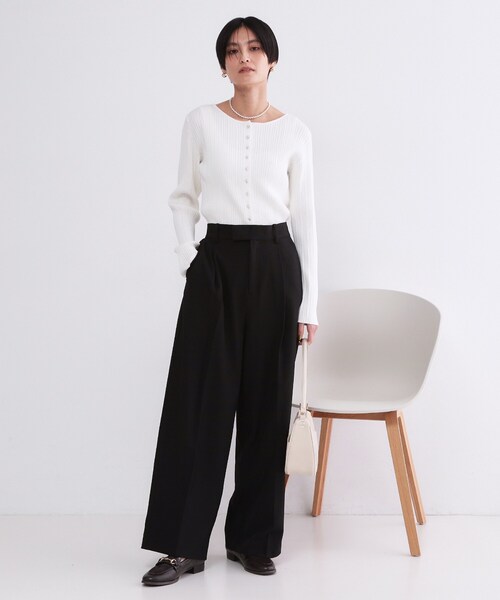 OPAQUE.CLIP（オペークドットクリップ）の「美脚ストレッチストレートワイドパンツ【洗濯機OK】（その他パンツ・レディース・ブラック/ダークグレー/ライトベージュ・40/38/36）」の22枚目の写真