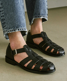 FIRENZE ATELIER（フィレンツェアトリエ）の「[SECOND.A] ユニセックスハンドメイドフィッシャーマンサンダル2NDS011B [ブラック]（サンダル）」