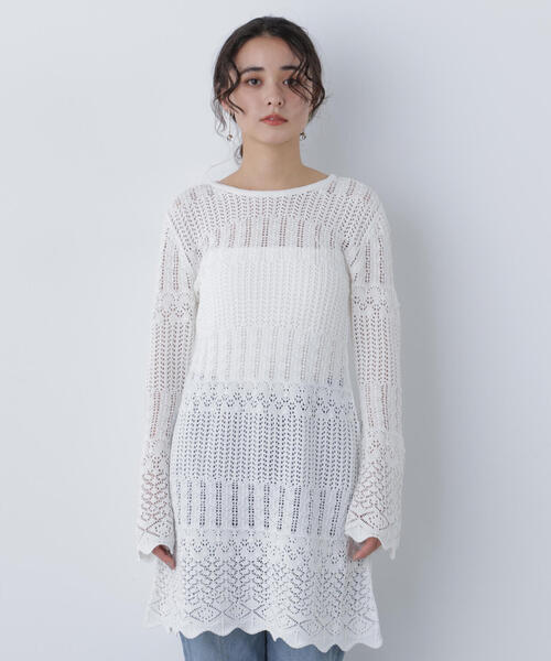 N.（N. Natural Beauty Basic）（エヌエヌナチュラルビューティーベーシック）の「透かし編みニットミニワンピース（ワンピース・レディース・ブラック/ブラウン/オフホワイト・ﾌﾘ-）」の20枚目の写真