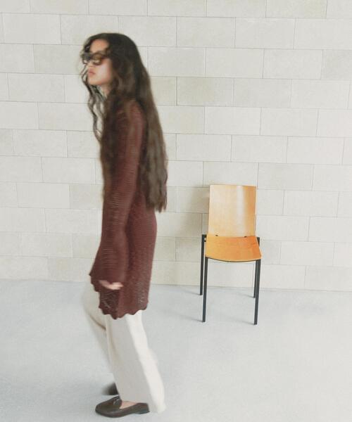 N.(N. Natural Beauty Basic)(エヌエヌナチュラルビューティーベーシック)の「透かし編みニットミニワンピース(ワンピース・レディース・ブラック/ブラウン/オフホワイト・フリ-)」の21枚目の写真