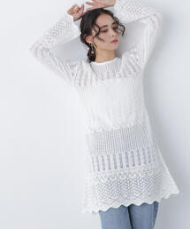 N.(N. Natural Beauty Basic) | 透かし編みニットミニワンピース(ワンピース)