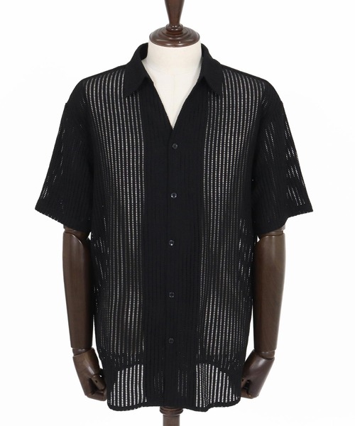 Magine（マージン）の「mhs2547- Sheer Fabric Skipper Neck Short Sleeve Shirt ショートスリーブシャツ(MGN-261-023)（シャツ/ブラウス・メンズ・ホワイト/チャコール/ブラック・44/48/46）」の21枚目の写真