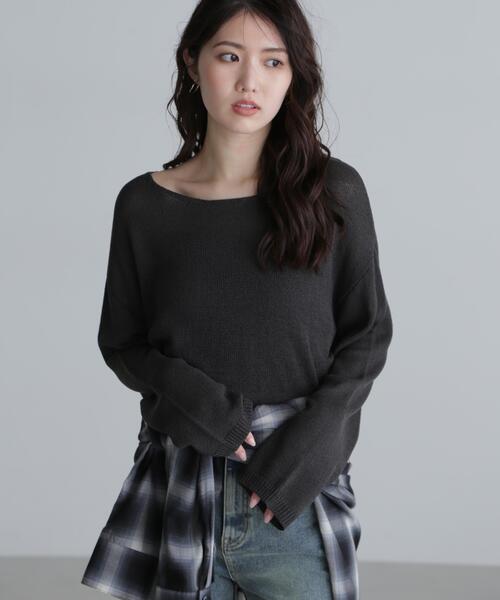 FREE'S MART(フリーズマート)の「◆透かしあみ天竺短丈ニット(ニット/セーター・レディース・レッド/ホワイト/ブラック/ネイビー/ベージュ・FREE)」の18枚目の写真