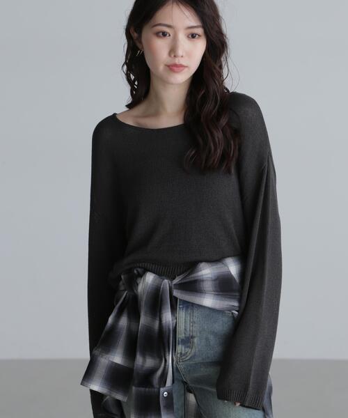 FREE'S MART(フリーズマート)の「◆透かしあみ天竺短丈ニット(ニット/セーター・レディース・レッド/ホワイト/ブラック/ネイビー/ベージュ・FREE)」の20枚目の写真