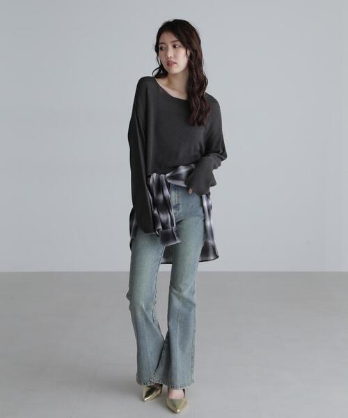 FREE'S MART(フリーズマート)の「◆透かしあみ天竺短丈ニット(ニット/セーター・レディース・レッド/ホワイト/ブラック/ネイビー/ベージュ・FREE)」の21枚目の写真