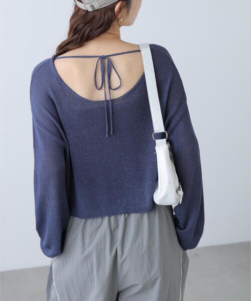 FREE'S MART(フリーズマート)の「◆透かしあみ天竺短丈ニット(ニット/セーター・レディース・レッド/ホワイト/ブラック/ネイビー/ベージュ・FREE)」の15枚目の写真