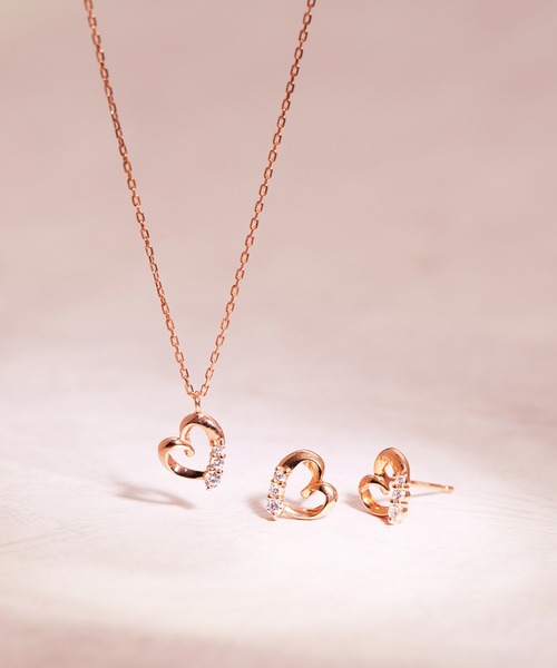 シルバー ハート ネックレス&ピアス セット ESTELLE/エステール WEB シルバー ハート ネックレス&ピアス セット ESTELLE/エステール WEB