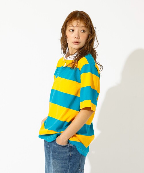 Barbarian(バーバリアン)の「【BARBARIAN/バーバリアン】ライトウェイトラグビーT/Light weight Rugby T/ボーダー(Tシャツ/カットソー・レディース・イエロー系その他/ネイビー・フリー)」の5枚目の写真