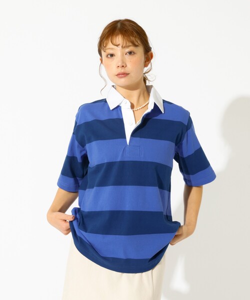 Barbarian(バーバリアン)の「【BARBARIAN/バーバリアン】ライトウェイトラグビーT/Light weight Rugby T/ボーダー(Tシャツ/カットソー・レディース・イエロー系その他/ネイビー・フリー)」の9枚目の写真